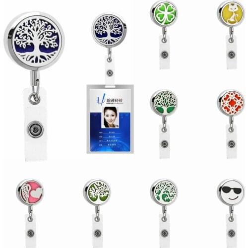 BJ-5 Cool Face 316L stainless steel Badge Holder Essential Oil Diffuser Locket Name Tag Alligator Clip Holder Free 10pcs pads