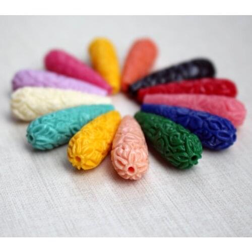 10Pieces/Lot 27mm 33mm 40mm Artificial Coral beads Large Coral Flower beads Drop Shape Cabochon Multi-color for Earring making