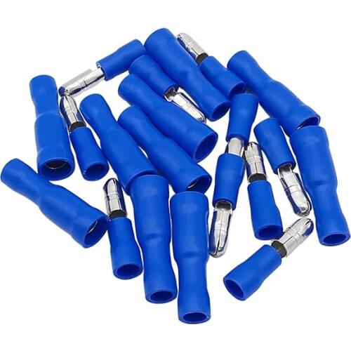 100Pair Electrical Wire Crimp Terminals, Butt Splice, Butt Connectors Kit,Blue Male Female Bullet Insulated Cable Connector