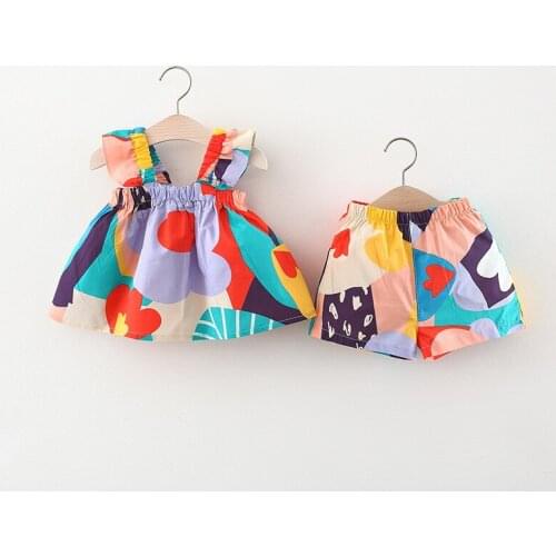 2021 Summer Baby Girl Clothes Outfit Set Infant Casual Print T-shirt Pants Suit for Baby Girls Clothing Kids 1st birthday Sets