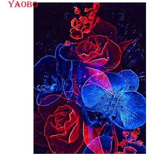 5D DIY Diamond Painting fantasy orchid fire view cross stitch full square/round diamond mosaic icons embroidery pattern decor