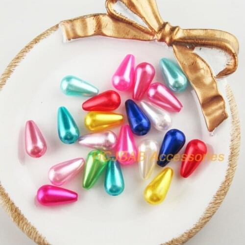 Fashion 70Pcs New Smooth Teardrop Charms Acrylic ABS Spacer Beads Mixed Colors 8x15mm