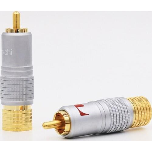 8Pcs free shipping Nakamichi 24K Glod plated RCA Plug Audio Cable Connector Locking Non Solder Coaxial Connector 100% new