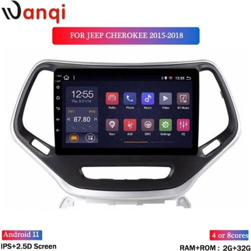 Wanqi 2+32G Car Navigation GPS WiFi Android 8.1 for Jeep Cherokee 2015-2018 Full Touch Screen Car Radio SWC RDS WiFi NO DVD 1DIN