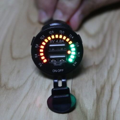 12V Quick Charge 3.0 USB SUV Car Charger Waterproof 18W Type C PD Outlet Fast Charger with LED Voltmeter ON OFF Power Switch