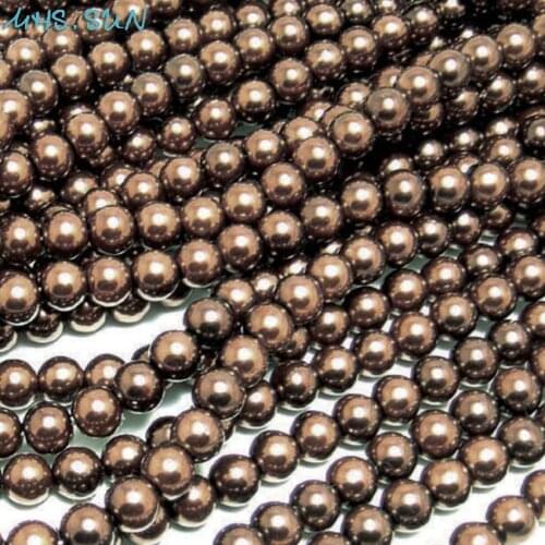 MHS.SUN 3MM-16MM Coffee Fake Pearl Imitation Glass Pearl Beads For Jewelry Making Round Loose Spacer Beads Clothing Decoration