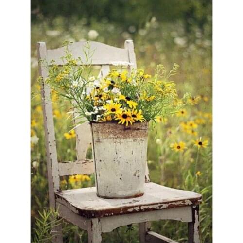 Floral diamond art painting chair daisy flower mosaic embroidery picture puzzle rhinestones sticker home decor beadwork craft