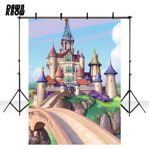 DAWNKNOW Cartoon Castle Background Fotografia Baby Rainbow Photography Backdrop Wedding Photo Shoot Children Photocall GY001