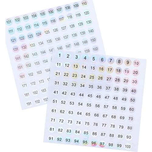 For DIY Craft Nail Polish Lipstick Color Number Tags Bar Wine Glass Labe Waterproof Number 1-200 Laser Labels Stickers