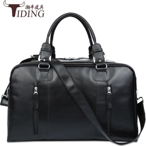 Travel bags for man cow leather 2017 new black fashion brand men business casual genuine leather big travel duffle handbags bags