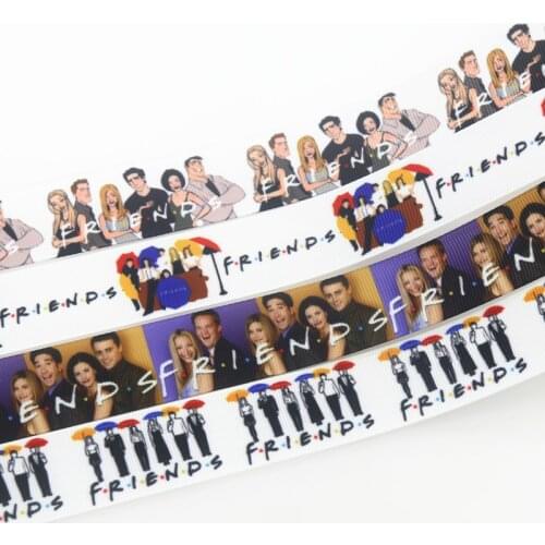 DUWES 50yards Friends Printed Grosgrain Ribbon Accessory Hairbow Headwear Decoration DIY Wholesale OEM D1484
