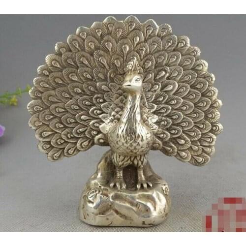 Chinese antiques Fengshui copper ware Peacock ornament