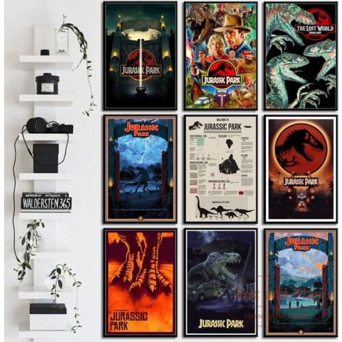 Jurassic Park Classic Movie Series Art Painting Vintage Canvas Poster Wall Home Decor