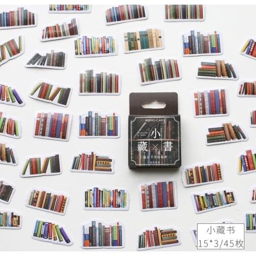 Retro Library Series Kawaii Diary Handmade Adhesive Paper Flake Japan flower book Sticker Scrapbooking Stationery