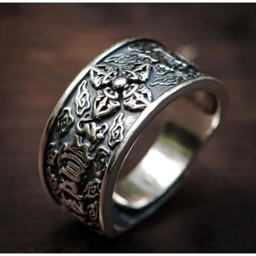 Japanese and Korean designers hand-carved Thai silver open ring unique craftsmanship bohemian charm womens jewelry