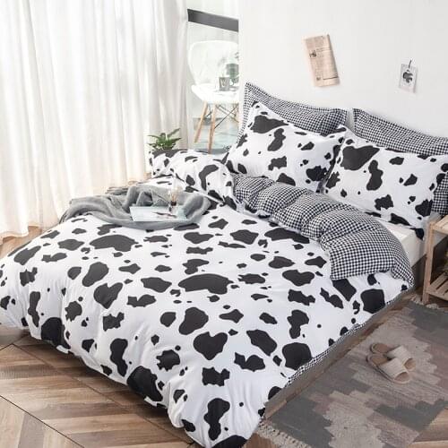 Cow Spot Printed Bedding Set Plaid Stripes 2/3pcs Duvet Cover Set Pillowcase EU/USA/Australia King Size Bed Linen Home Textile
