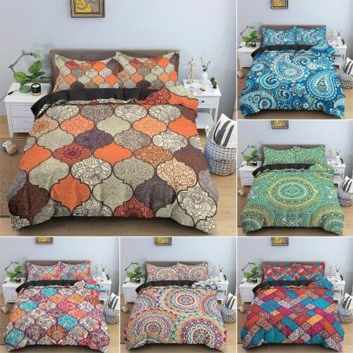 3D Mandala Bedding Set Floral Flowers Pattern Duvet Cover Set Luxury Soft Bedclothes King Queen Double Size Home Textile