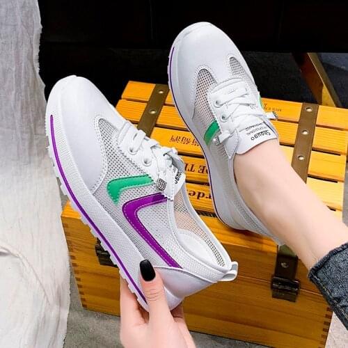 Summer Breathable Sneakers Women Designer White Casual Shoes Comfortable Flats Outdoor Trainers High Quality Lady Sneakers 35-40