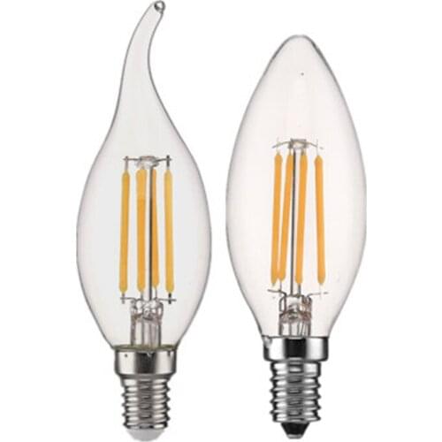 Edison E14 Led Candle Bulb Cob Light Dimmable Vintage Lamp Retro Style Classical 2700k 2W 4W 6W Glass Bubble Ball Bulb Yellow