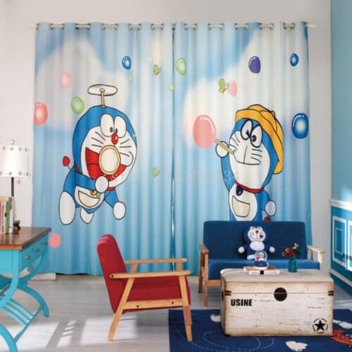 Cartoon Doraemon Blackout Curtains for Children Living Room Bedroom Cute Kids Japan Anime Window Drapes for Boys Girls Gift