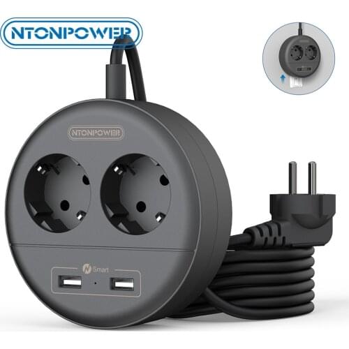 NTONPOWER Wall Mountable USB Power Strip with 3 Meter Extension Cord, USB Charging Station, Network Filter for Home Office