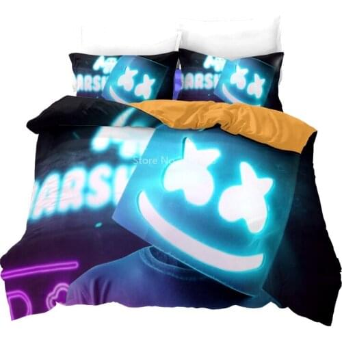 New American DJ Marshmello 3d Bedding Set Boys/Girls Pillowcase Duvet Cover Sets Chidren Bed Linen Single/Double Queen King Size