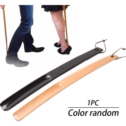 Shoe Horn For Boots Home Hotel Wearing Wooden Athletic Spoon Pull Odor Resistant Hanging Loop Portable Long Handle Random Color