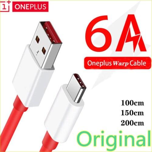 Original Oneplus Warp Charger Cable 100cm/150cm /200cm 5V/6A USB Type C Fast Charger Cable For Oneplus 3T 5T 6T 7T Pro