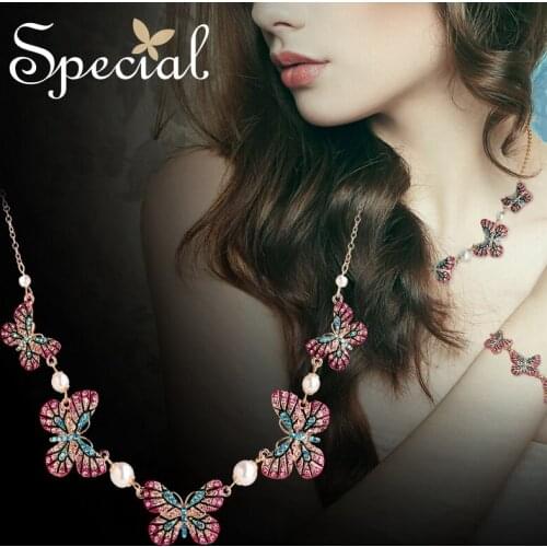 Special Fashion Colorful Butterfly Maxi Necklace Women Gold Strand Necklaces & Pendants Luxury Jewelry Gifts for Ladies S1749N