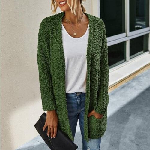 Women Autumn Winter Fashion Solid Color Faux Fleece Pocket Long Coat Cardigan Warm Outerwear Loose Home Coat Cardigan куртка