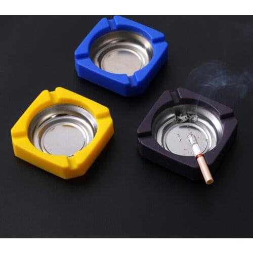 Stainless Steel Living Room Office Car Ashtray Creative Cigarette Ash Tray Desk Decorative Cigar Smoking Accessories Crafts Gift