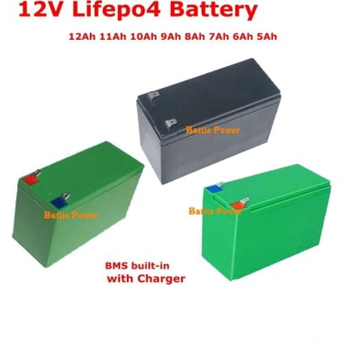 Rechargeable 12V 12Ah 11Ah 10Ah 9Ah 8Ah 7Ah 6Ah 5Ah LiFePO4 lithium battery pack Not lead acid for power 100w car toy led