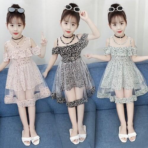 EACHIN Girls Dresses Fashion Kids Butterfly Ruffler Off Shoulder Cute Print Dress Children Short Sleeve Tulle Princess Dresses