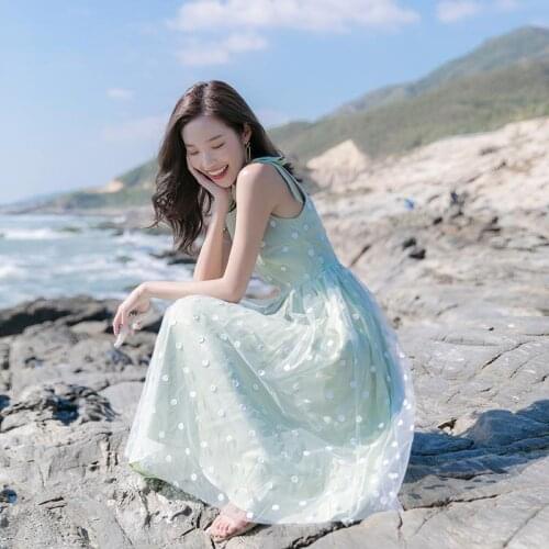 Dresses for Women Summer Womens Polka Dot Brace Dress Chiffon Dress Vestido De Mujer Femme Robe