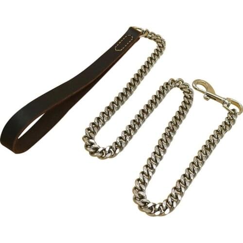 Durable Metal Dogs Leash Strong Stainless Steel Dog Traction Rope Chain Solid Pet Leash Long for Large Dogs Pitbull Pet Supplies