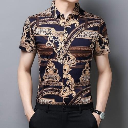 Luxury Clothes For Men Fashionable Baroque Royal Blouses Large Size Vintage Designer Shirts For Mens Retro Oversize Summer Dress