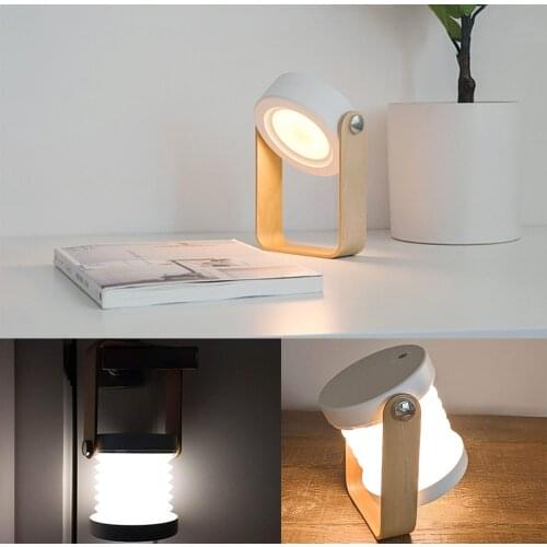 AUSIDA Folding Led Desk Table Lamp Retractable Reading Wooden Handle Portable Lantern Night Light Gift for Camping Emergency
