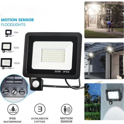 LED Sensor Flood Light 10W 50W 100W Hot Spot Outdoor IP66 Waterproof AC 220V Projection Lamp Garden Villa Exterior Wall Lamp