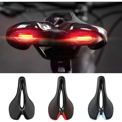 LIETU bicycle seat mountain bike silicone nylon saddle road bike saddle with taillight riding equipment
