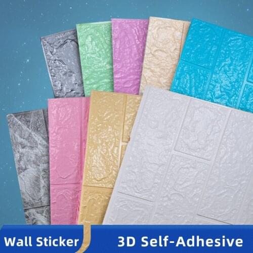 3D Wallpaper DIY Marble Sticker Waterproof Stickers Wall Papers Home Decor For Kid Room Kitchen 3D Self-Adhesive Wallpaper Brick