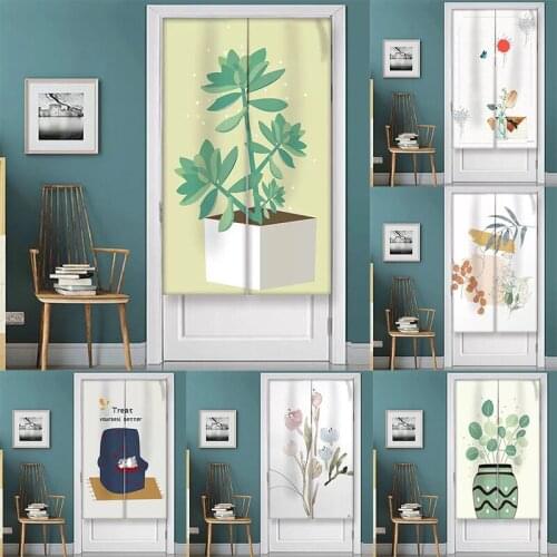 Japanese Cotton Linen Plant Door Curtain Doorway Hanging Curtain Home Decoration Partition Curtain Blackout Curtain