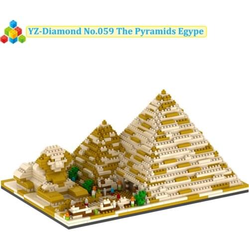 YZ Diamond Block 059 The Pyramids Egype The World Famous Buildings Small Blocks Micro Mini Bricks Architecture 1456pcs Toys