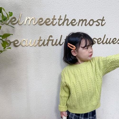 Winter girls candy color knitted long sleeve sweaters Kids soft warm twisted pullovers base Tops