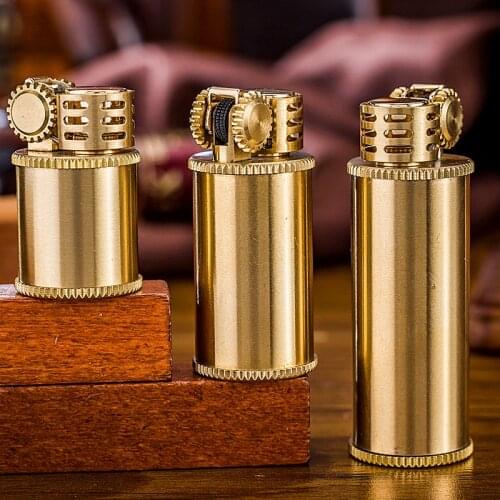 Zorro Creative Mini Portable Compact Lighter Pure Copper Kerosene Lighter Grinding Wheel Brass Gasoline Cigarette Lighter