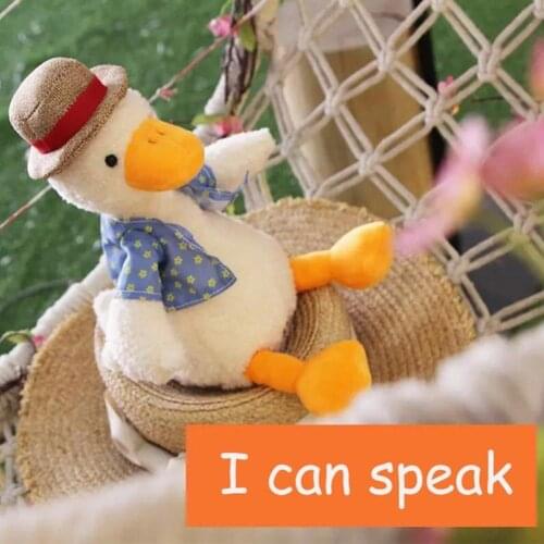 Sound Recording Plush Stuffed Toy Talking Duck Electric Voice Velvet Vivid Animal Hat Decorative Doll Repeater Gifts Baby Toys