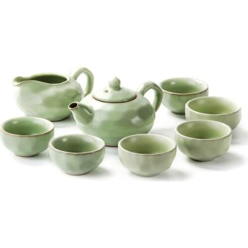1 Set Celadon Tea Set Ceramic Teapot Kettle Ceramic Tea Cup Chinese Kung Fu Tea Set Drinkware 1pot+6cups+1gongdao Cup Drinkware