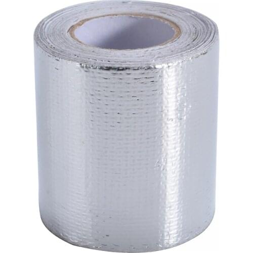 1 Roll 5M*5cm Car Motorcycle Pipe Fiberglass Heat Shield Self-adhesive Reflective Foil Tape Thermal Insulation Band Exhaust