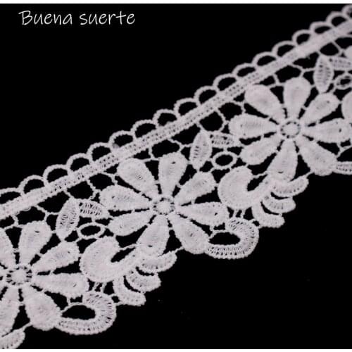 2Y Flower Milk Silk Embroidered High Quality Lace Ribbon Sewing Applique Lace Trims Tape Wedding Party Decor Craft Width 6.5cm