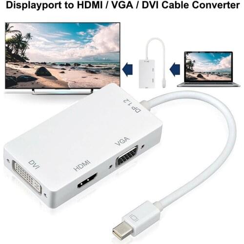 3 In 1 Mini Display Port MINI DP Male To HDMI-Compatible DVI VGA Female Adapter Converter Cable For Apple MacBook Air /Pro MDP