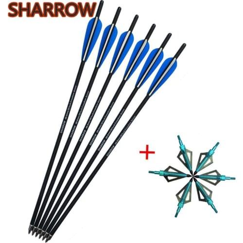 6pcs 18" 20" 22" Crossbow Bolts Arrows+Archery Arrowheads Replaceable Broadheads 100gr For Outdoor Sports Shooting Accessories